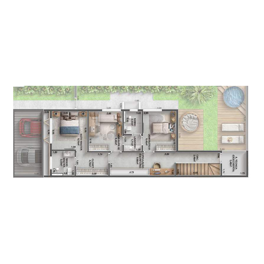 Planta 123m² - 1º pavimento